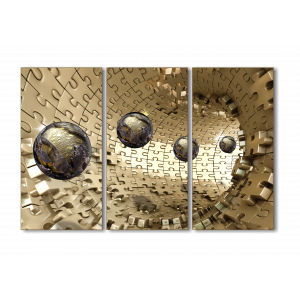 Модульная картина Пещера Бронзового Пазла, 3D-009
