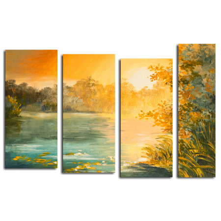 Модульная картина Закат солнца на озере